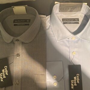 2 Men's Regular Fit Shirts L - Gray and Blue